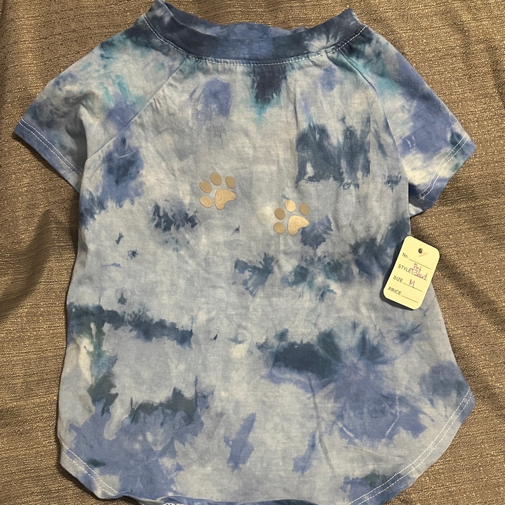 New Blue Tie-Dye Pet Shirt size Medium